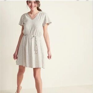 Striped V-Neck Dress